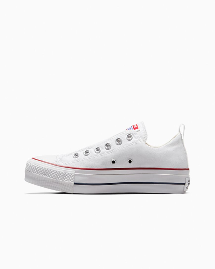 Pantofi Platforma Dama Converse Chuck Taylor All Star Lift Slip Low Top Albi Rosii Albastri | RO CSOFI046